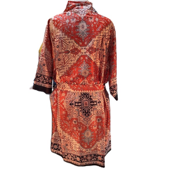 David’s Bridal Multicolor Silky Tie Waist Knee Length Robe Size S/M - Picture 4 of 16